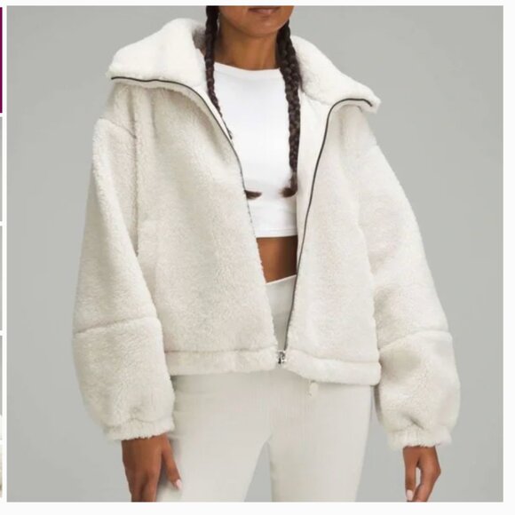lululemon athletica Jackets & Blazers - Lululemon Cinchable Fleece Zip-Up White Opal size 2